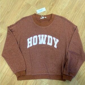Women's Rust Crewneck Sweater with 'Howdy' Print